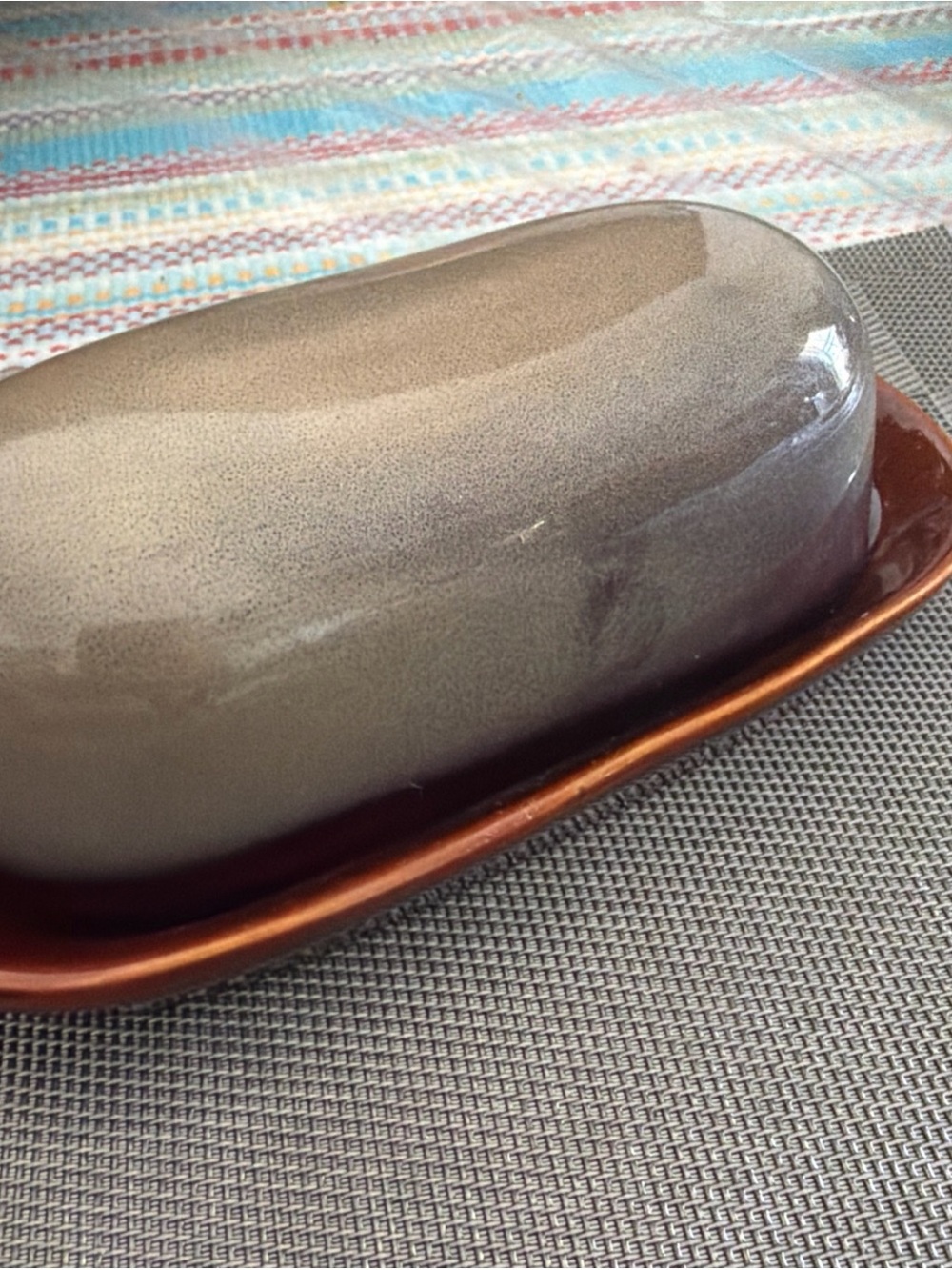 Ceramic Butter Dish in Brown and Tan - Home Kitchen Bakeware